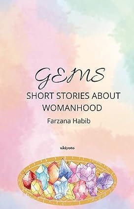 A book cover with the title of gems short stories about womanhood.